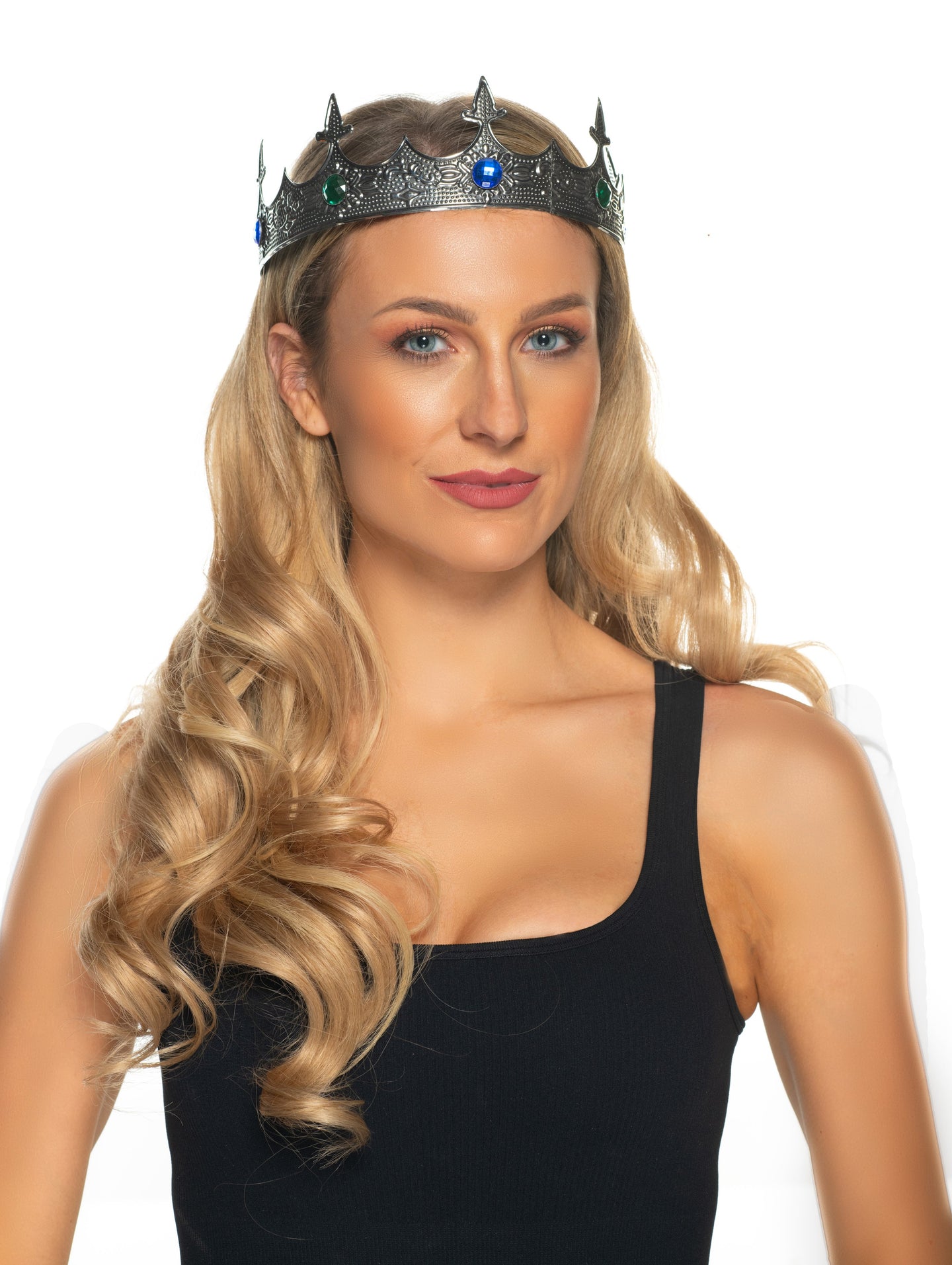Couronne grise avec pierres bleues