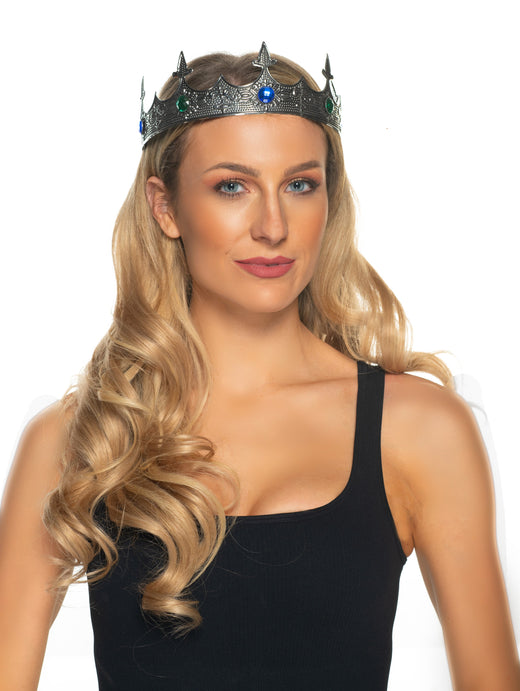 Couronne grise avec pierres bleues