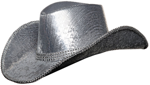 Chapeau cowboy métallique avec strass