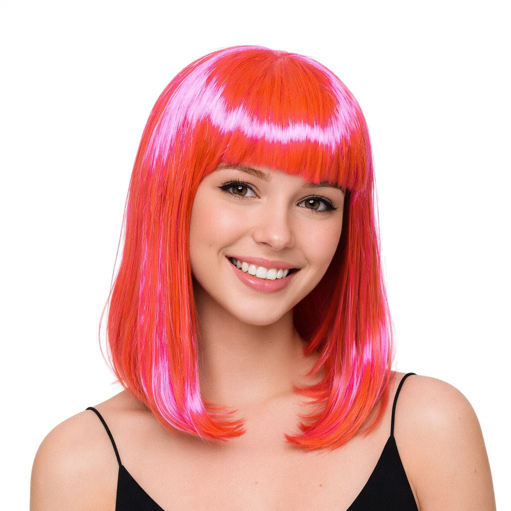 Perruque carré long - Rose vif