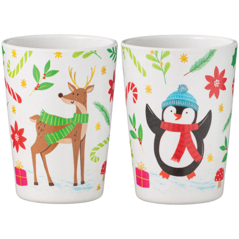 Reindeer and penguin plastic cup