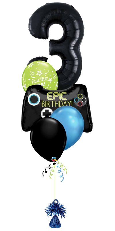 Bouquet de ballons - Party Gamer + chiffre