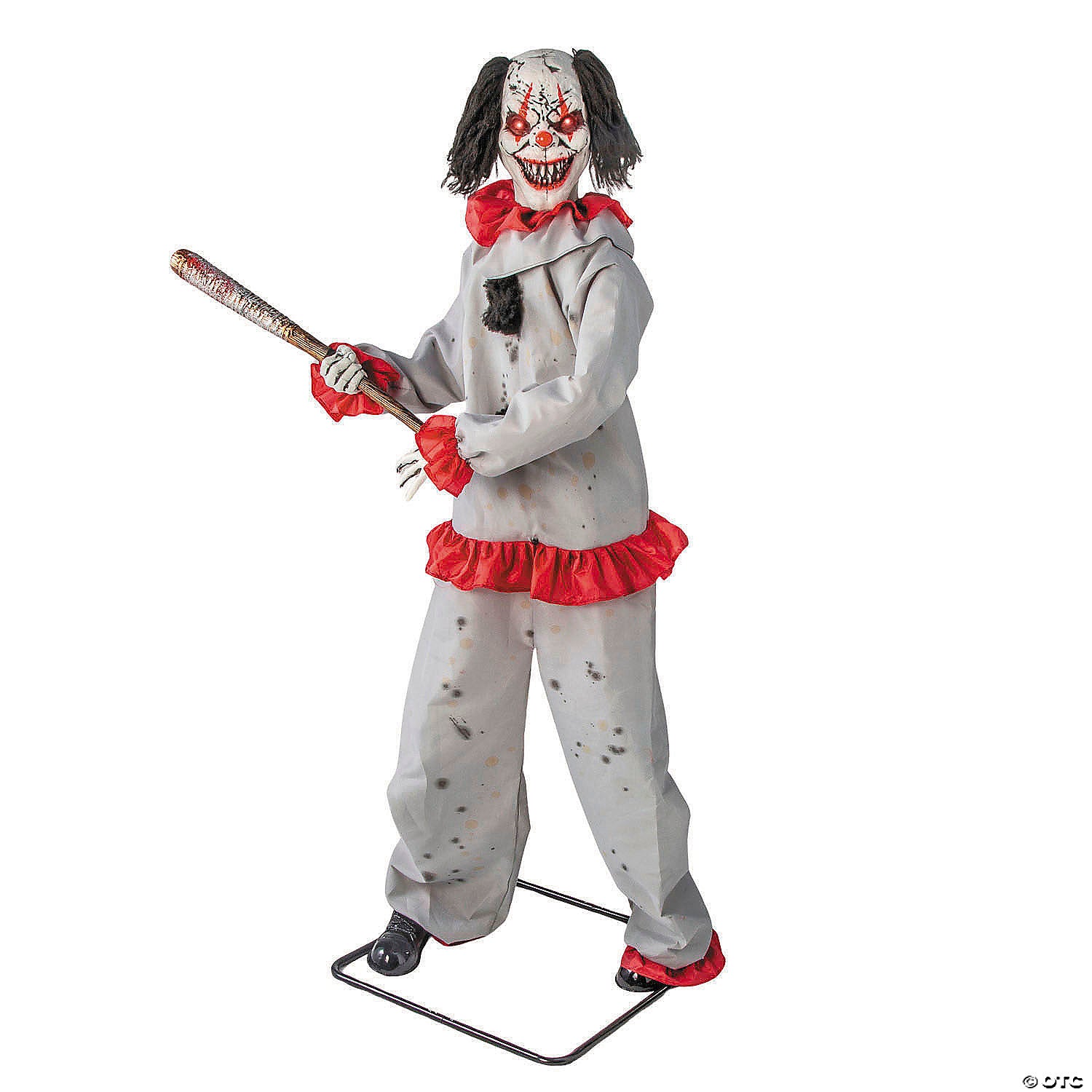 Animated standing clown 5 ft 8.75 in with baseball bat – Halloween decoration