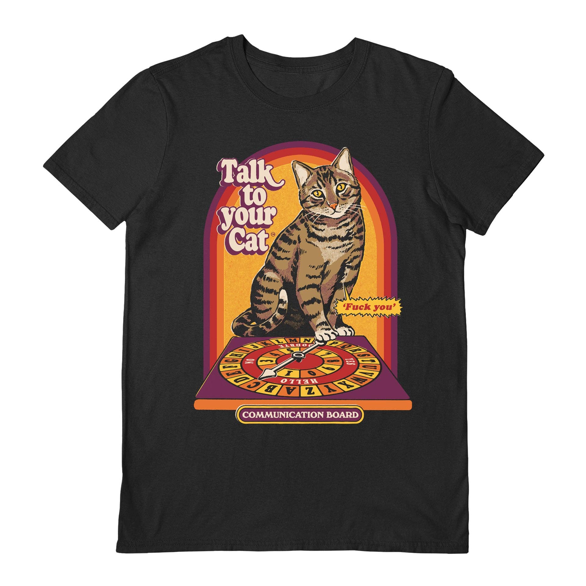 T-shirt unisexe noir Steven Rhodes (Talk To Your Cat): S