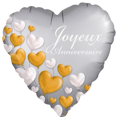 Ballon alu joyeux anniversaire en forme de coeur (18")