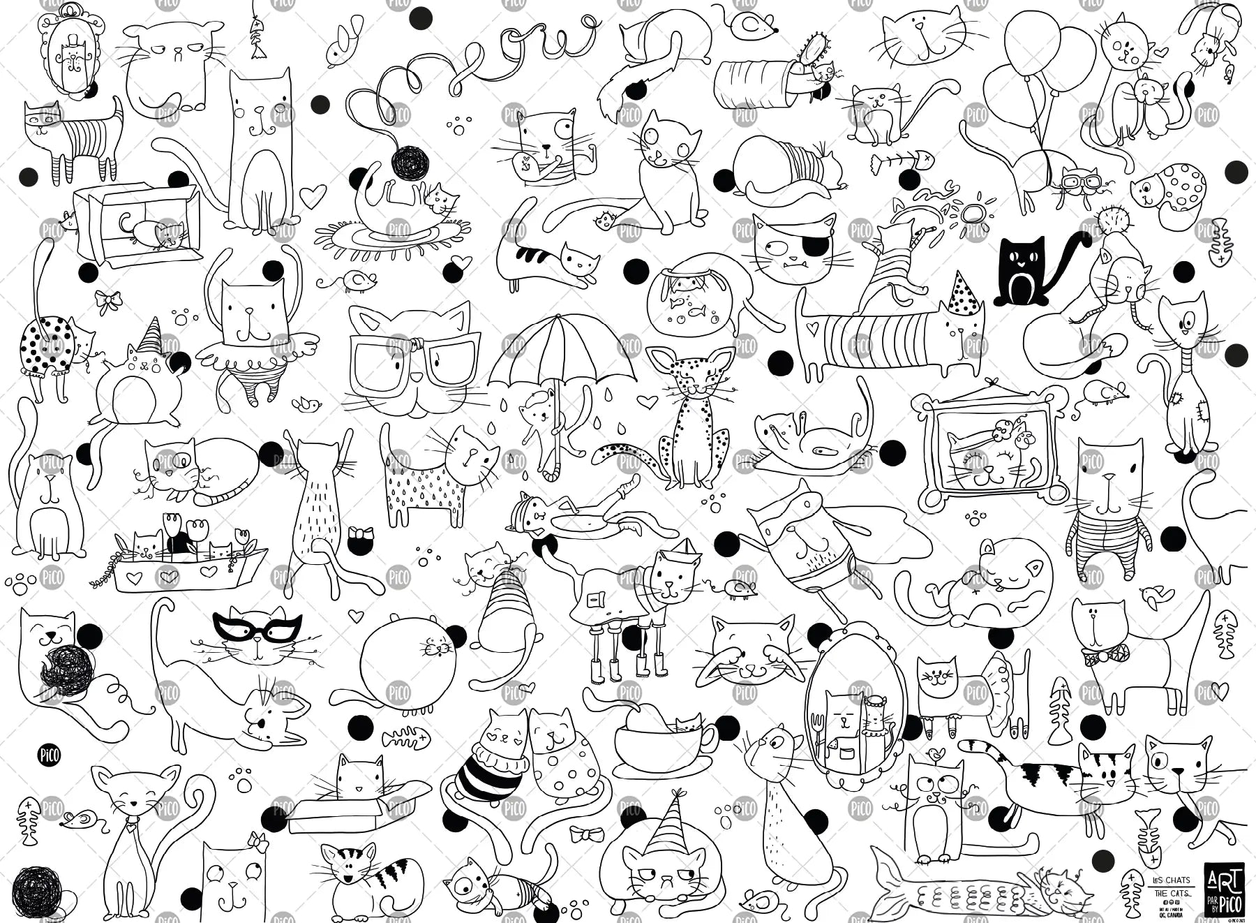 Coloriage géant - Les chats - PiCO Tatoo