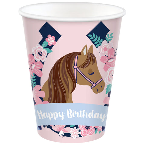 Verres en carton - Cheval (8/pqt)