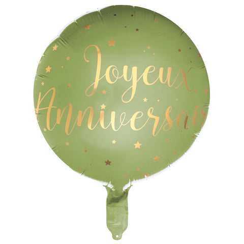 Ballon alu étincelant Sauge - Joyeux anniversaire (18")