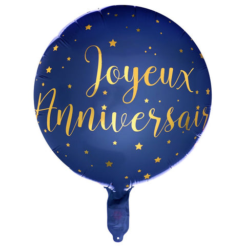 Ballon alu étincelant Bleu royal - Joyeux anniversaire (18")