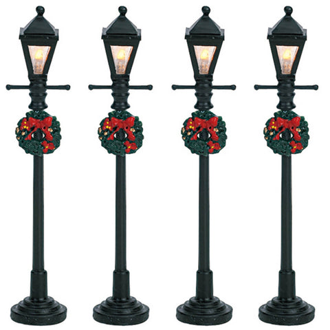 Gas lantern lamp, set of 4, b / o (4.5v) - Village Lemax