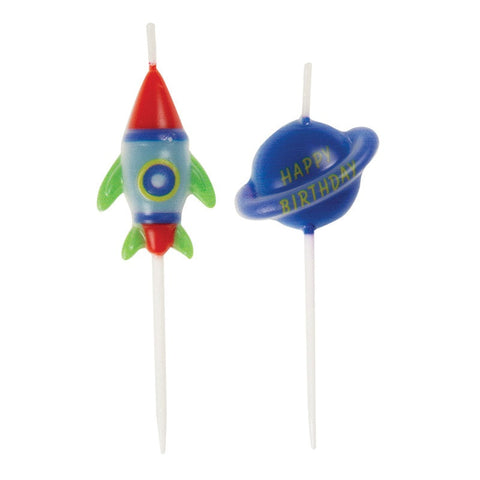 Outer Space Pick Birthday Candles  6ct