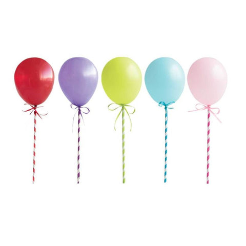 Mini Balloon Stick Cake Toppers  5ct - Assorted