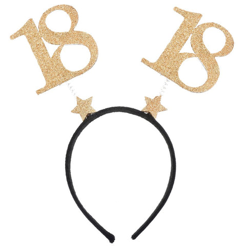 Gold glitter age headband - 18 years old