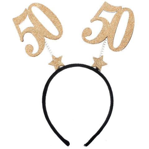 Gold glitter age headband - 50 years old