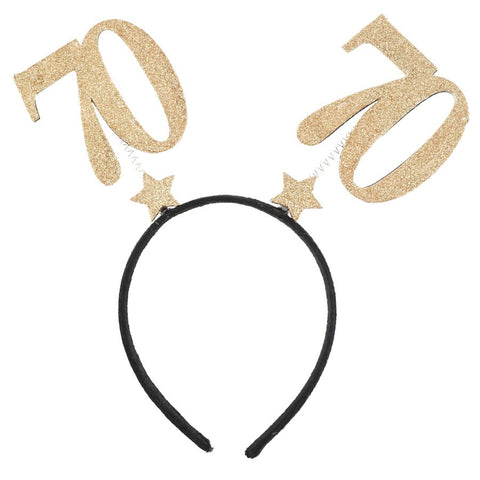 Gold glitter age headband - 70 years old