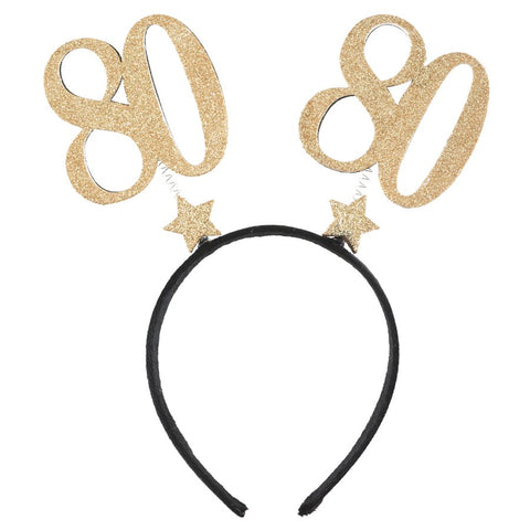 Gold glitter age headband - 80 years old