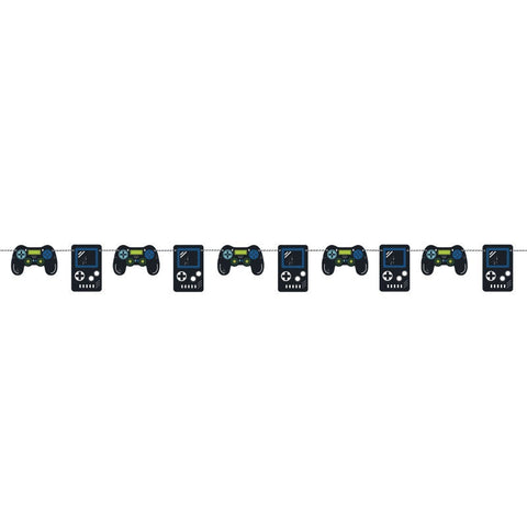 Gamer Birthday Diecut Controllers Garland  7 ft