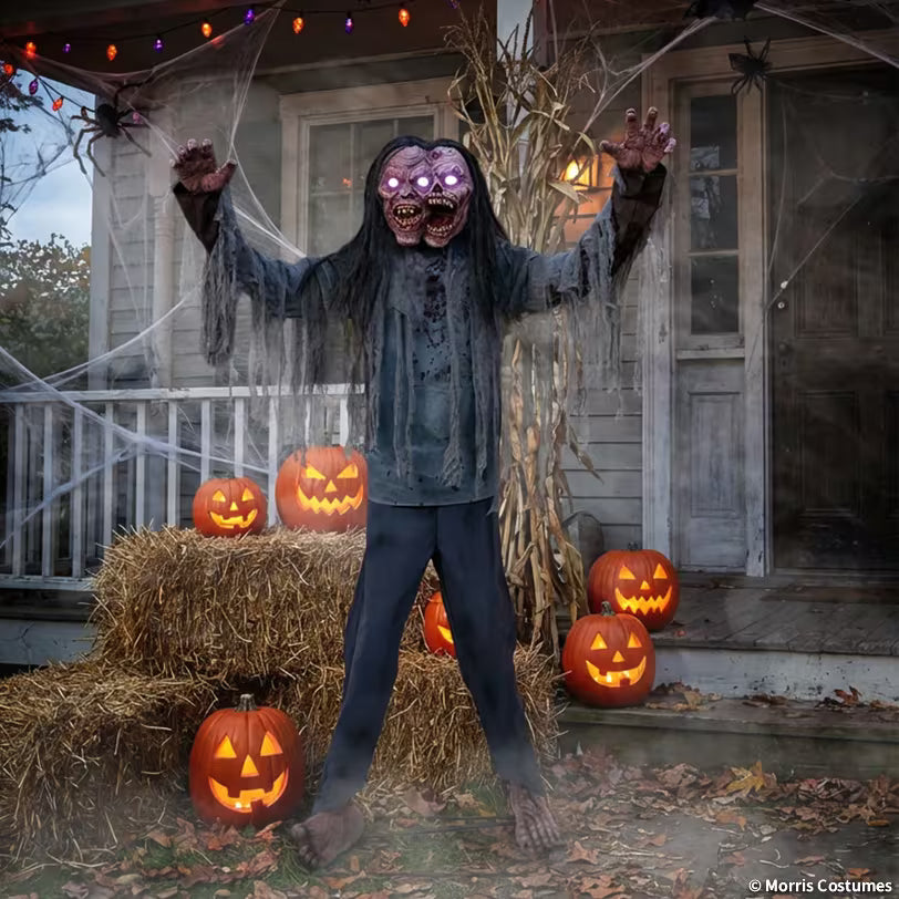 Animated Light-Up Jack & Jill Zombie Halloween Decoration - 6 ft