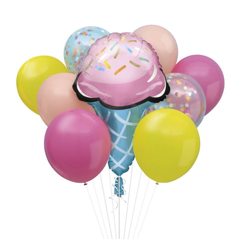 Foil and Latex Balloon Bouquet Set - Rainbow Cake and Candy