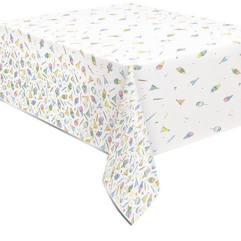 Nappe en plastique (54x84") - Gâteau et bonbons arc-en-ciel