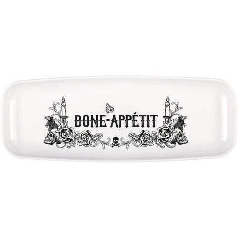 Plateau de service en plastique « Bone Appetit » Sketchy Skull