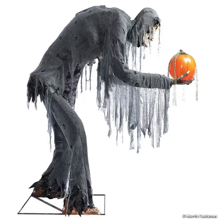 Animated Light-Up Talking Prowling Jack with Pumpkin Halloween Decoration - 7 ft