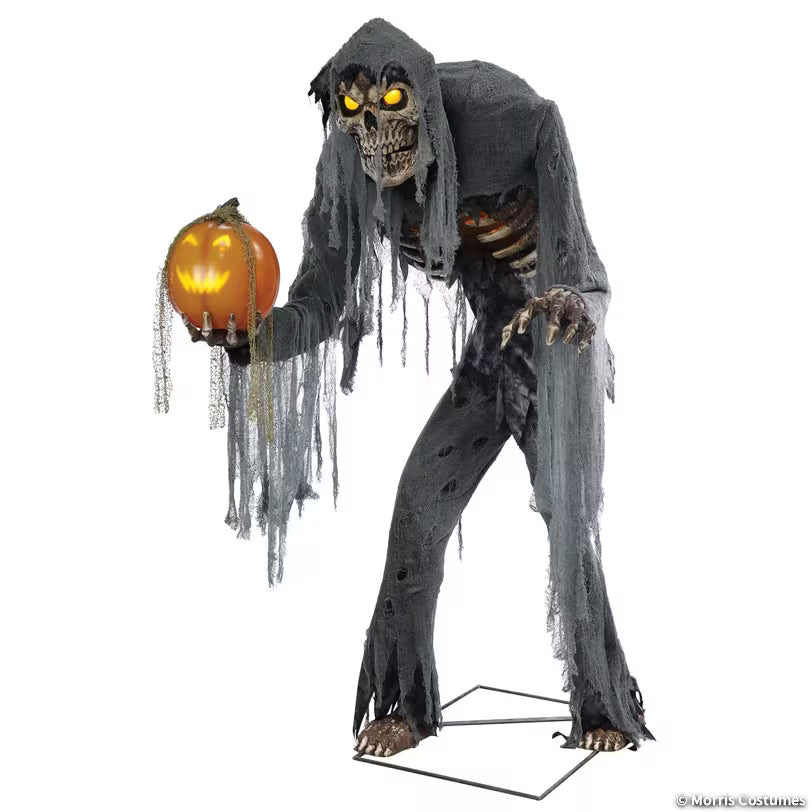 Animated Light-Up Talking Prowling Jack with Pumpkin Halloween Decoration - 7 ft