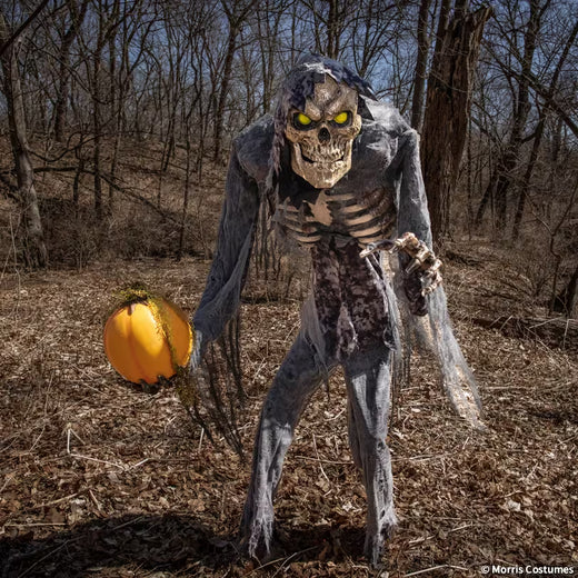 Animated Light-Up Talking Prowling Jack with Pumpkin Halloween Decoration - 7 ft