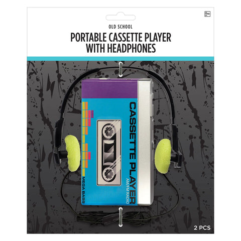 Portable cassette player with headphones