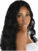 Long curly black wig