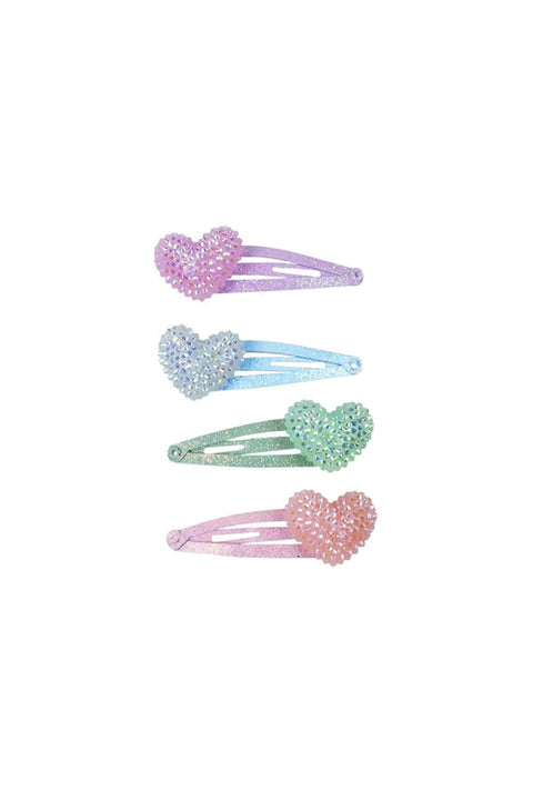 Sparkle Heart Bobble Hair Clips, 4pcs