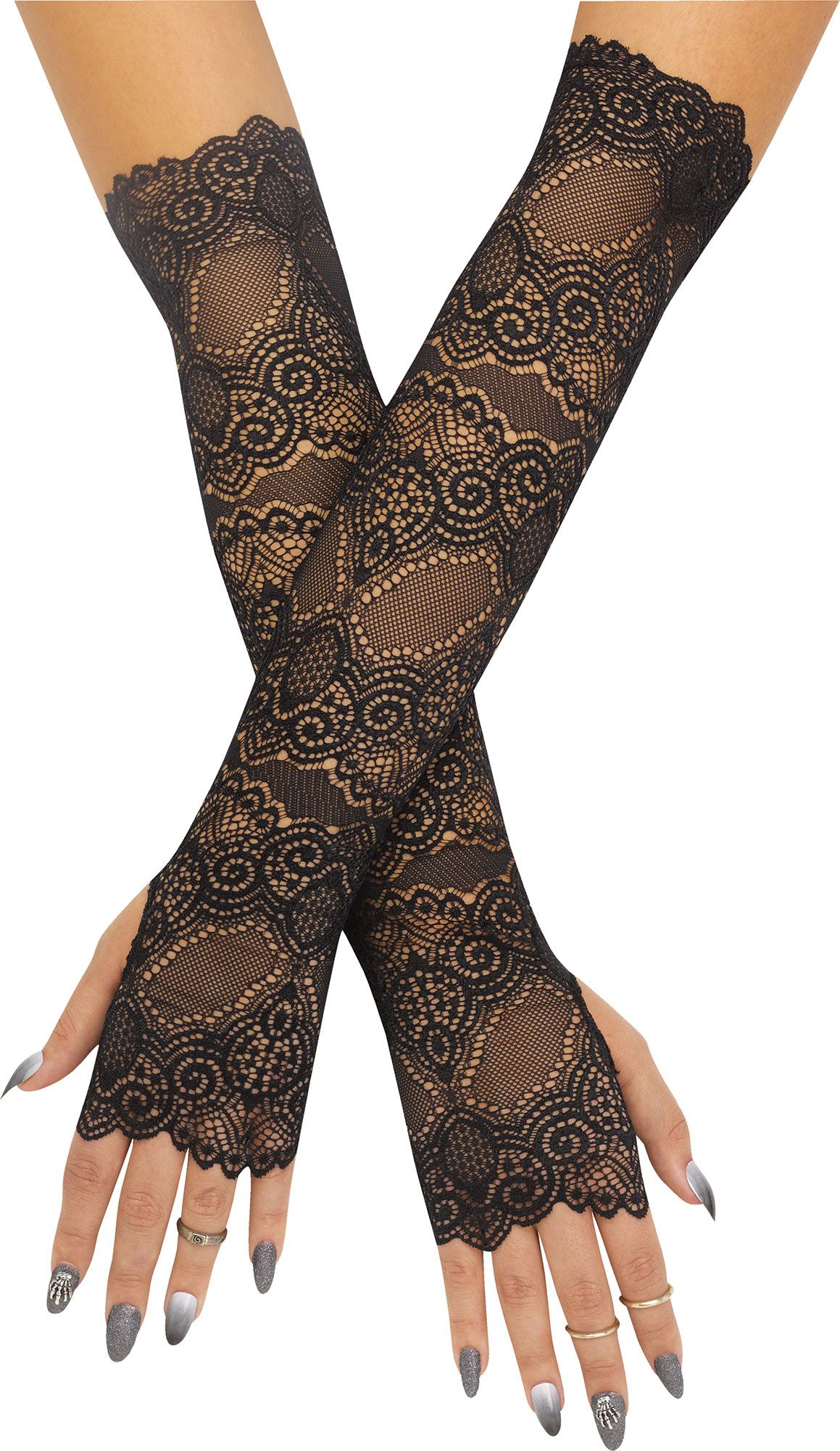 Gants en dentelle festonnée sans doigts