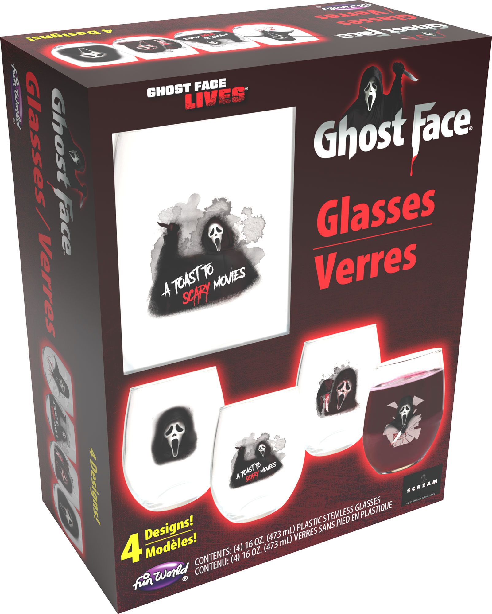 Ensembles de 4 verres à vin - Ghost Face