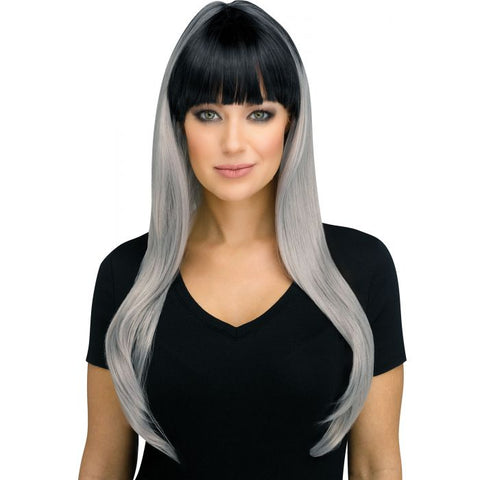 Long Ombre Wig - Grey and Black