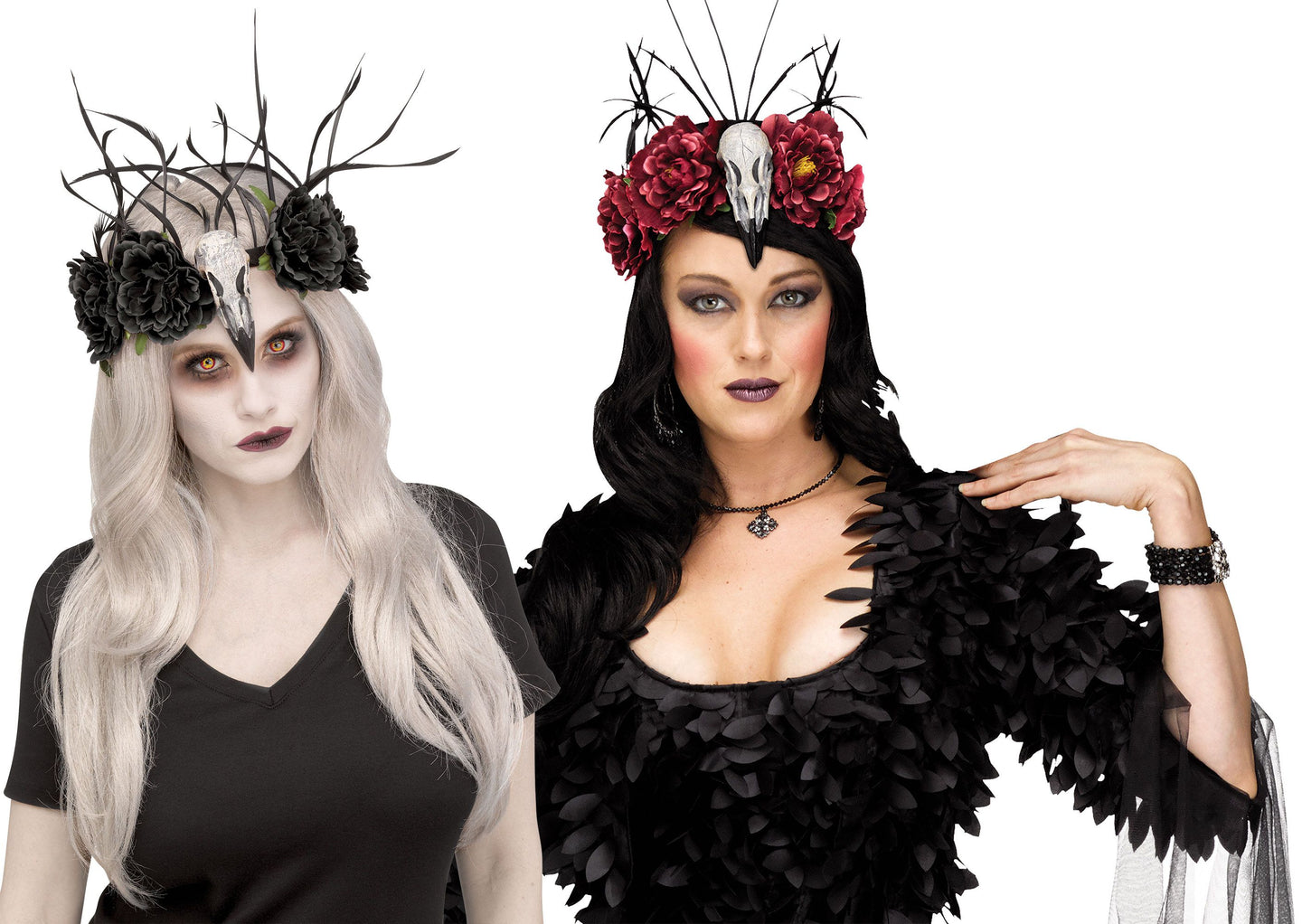 Crows and Red Flowers for Hair