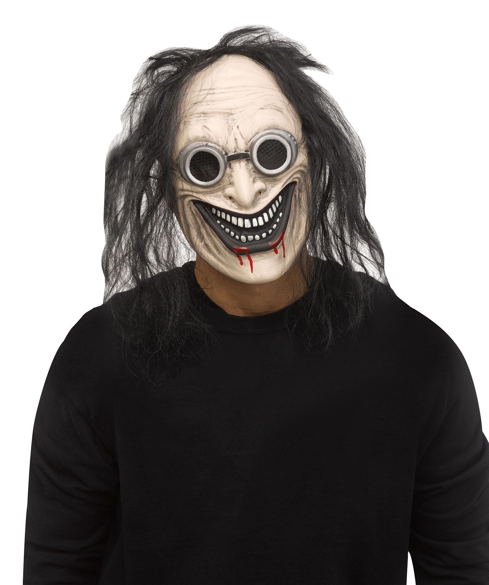 Masque de scientifique fou avec cheveux noirs