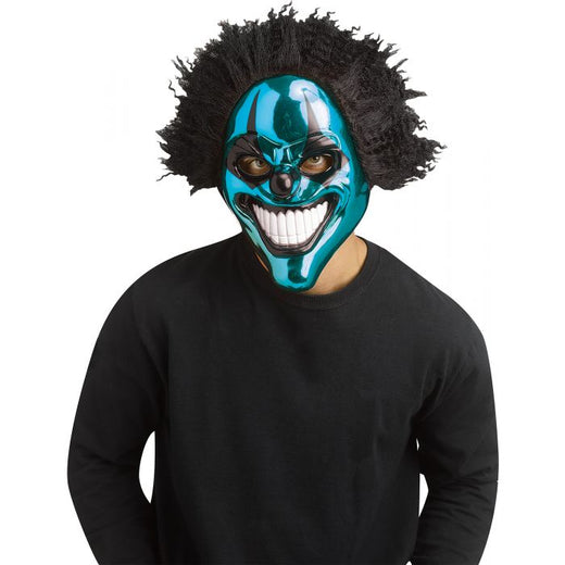 Masque de clown diabolique chromée - Bleu