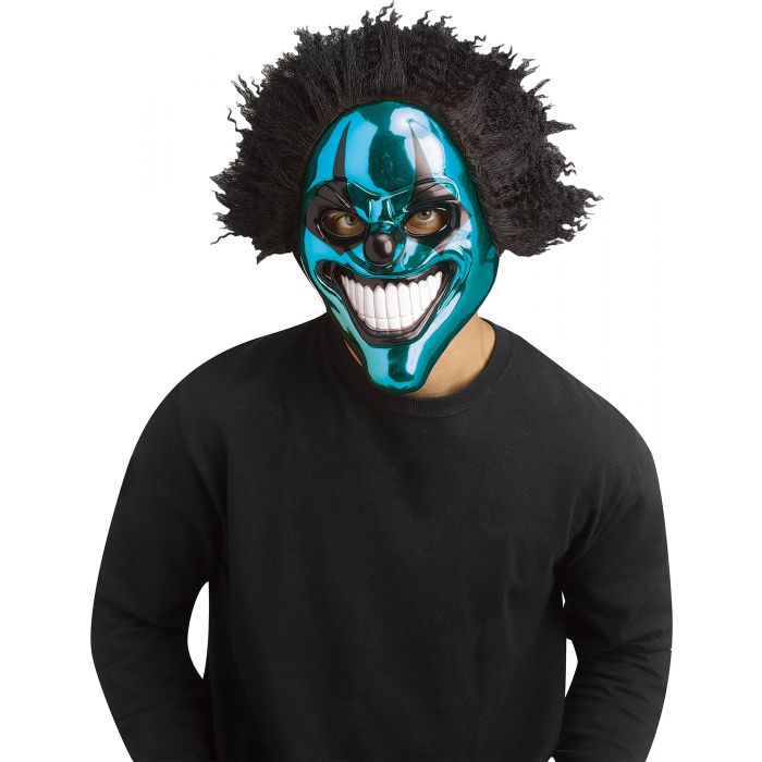 Masque de clown diabolique chromée - Bleu