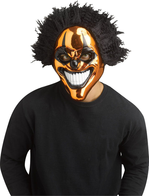 Chrome Evil Clown Mask - Orange