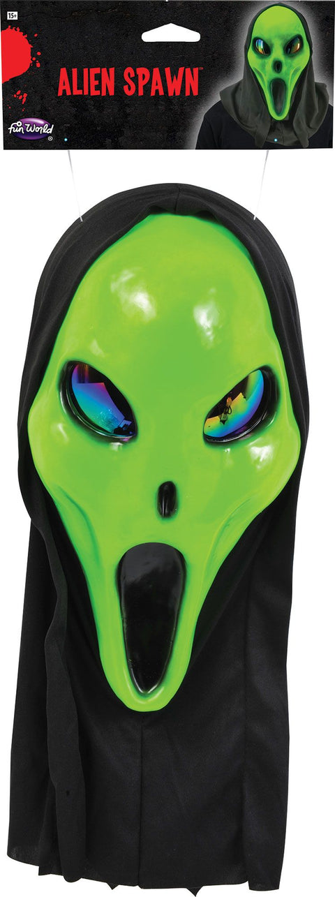 Alien Mask with Lights - Adult - Green