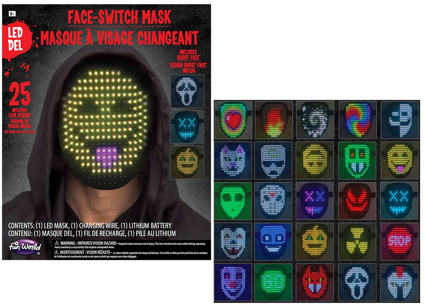 Masque à visage changeant LED