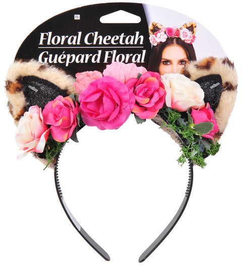 Floral Cheetah Ear Headband