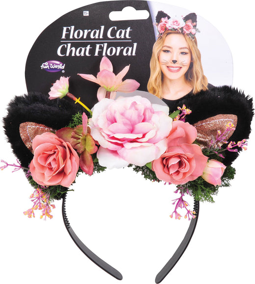 Bandeau d'oreille fleuri noir/doré