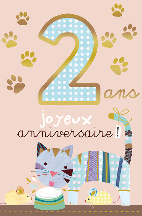 2 ans - Joyeux anniversaire - Carte de souhaits - Incognito