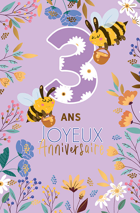 3 ans - Joyeux anniversaire - Carte de souhaits - Incognito