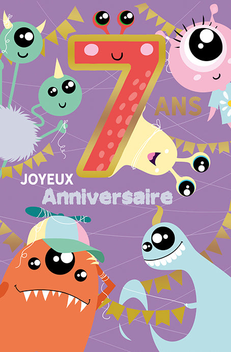 7 ans - Joyeux anniversaire - Carte de souhaits - Incognito