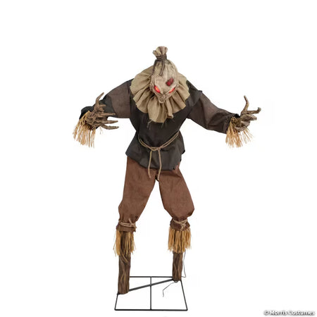 Animated Light-Up Grim Stalker Scarecrow Halloween Decoration - 7 ft
