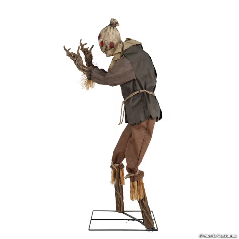 Animated Light-Up Grim Stalker Scarecrow Halloween Decoration - 7 ft