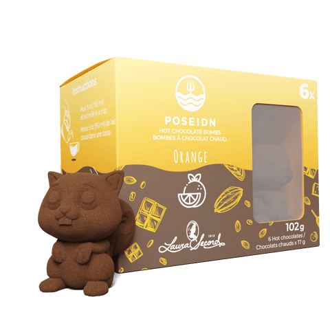 Hot chocolate - Orange - Box of 6 Chocolate Bombs - Poseidn