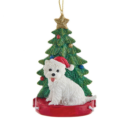 Ornement Terrier des Highlands avec Arbre de Noël 4.25"